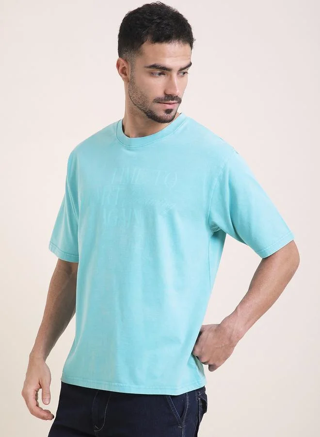 Difference of Opinion Men Oversized Acid Wash Printed T-Shirt